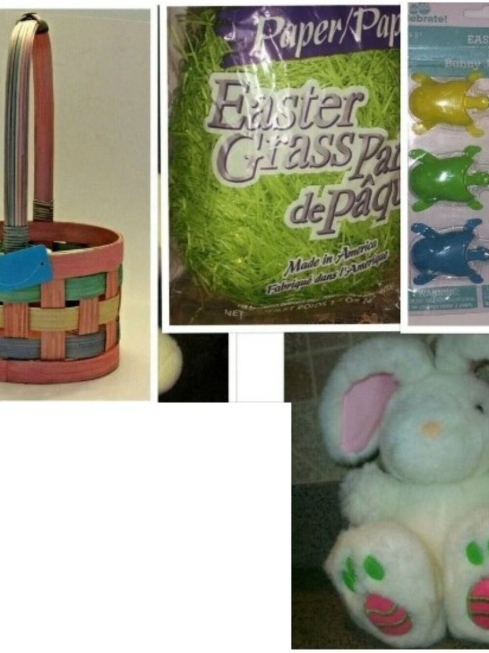 LOT of Cuddle BUNNY RABBIT Plush Stuffed Animal Toy & Basket